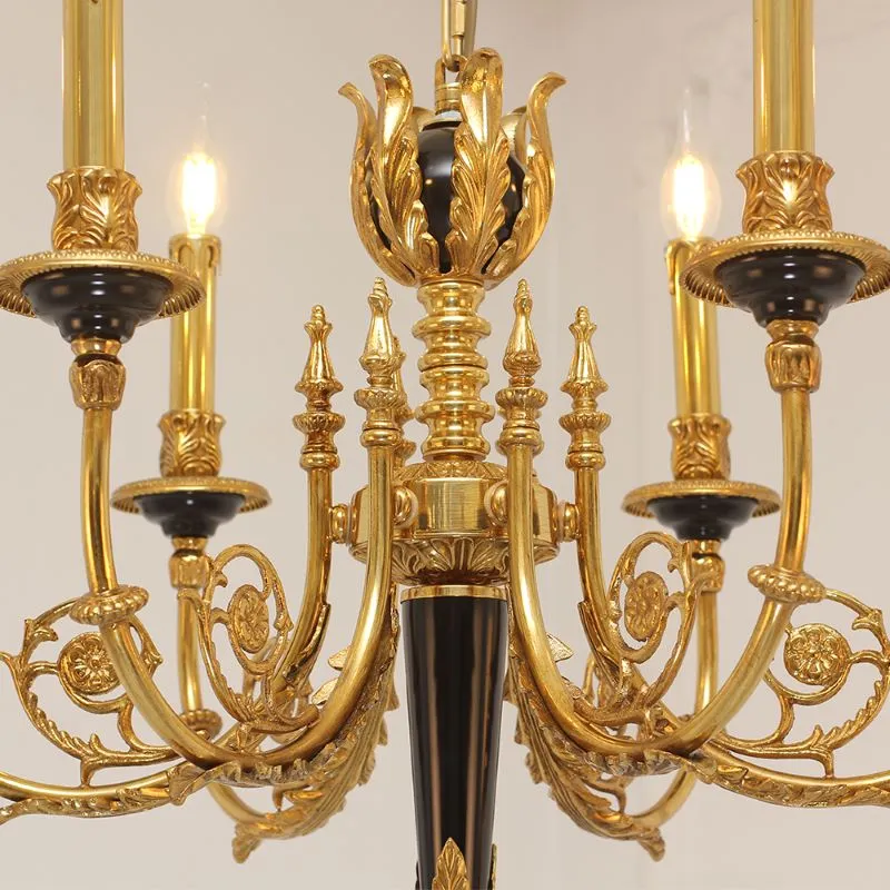 26X23 Inch 6 Lights Rococo Style Antique Copper Chandelier Small Black Bedroom Chandelier