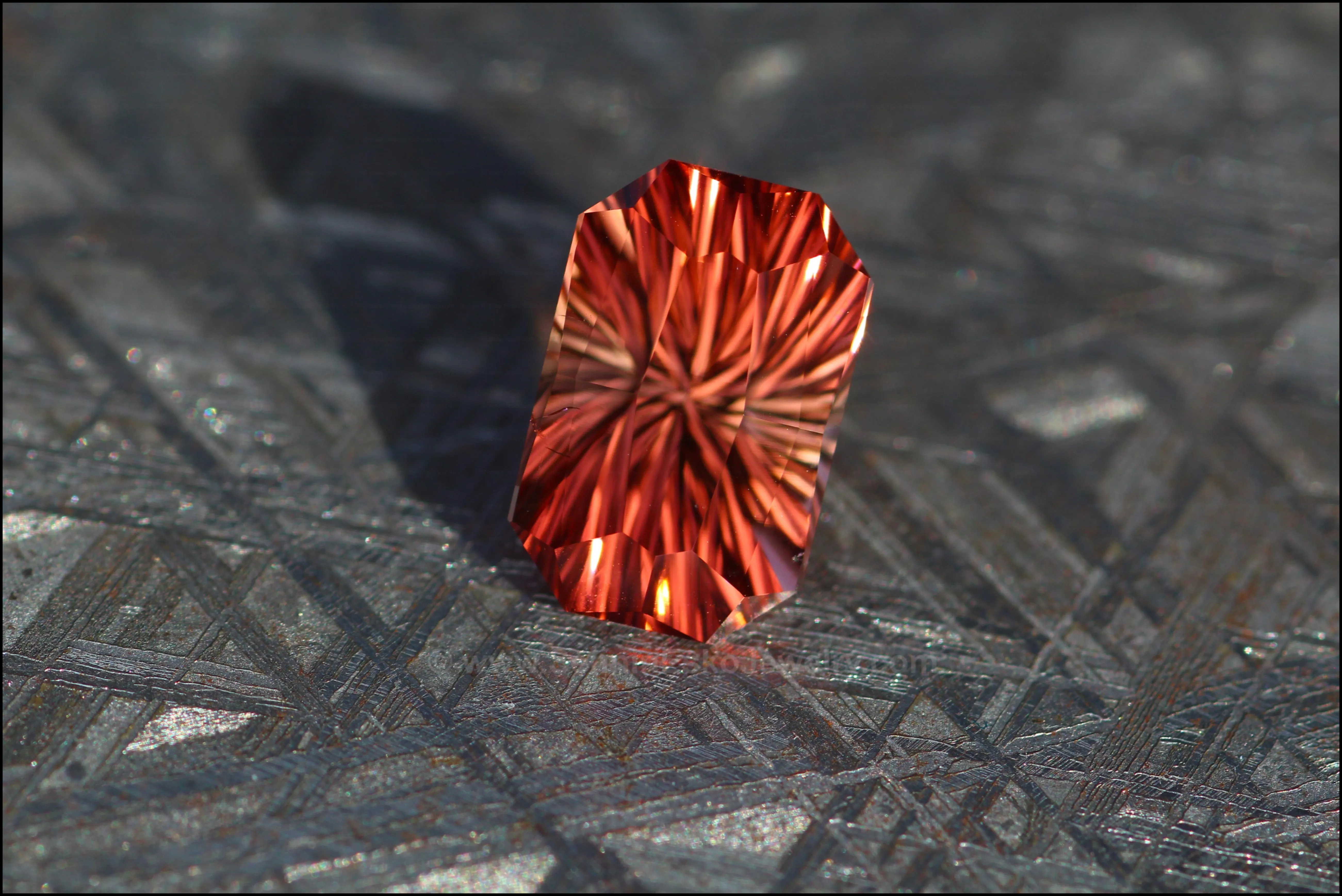 6.3ct Fiery Orange/Red/Yellow Tourmaline Octagon- Fantasy Cut - 13.2x8.6mm