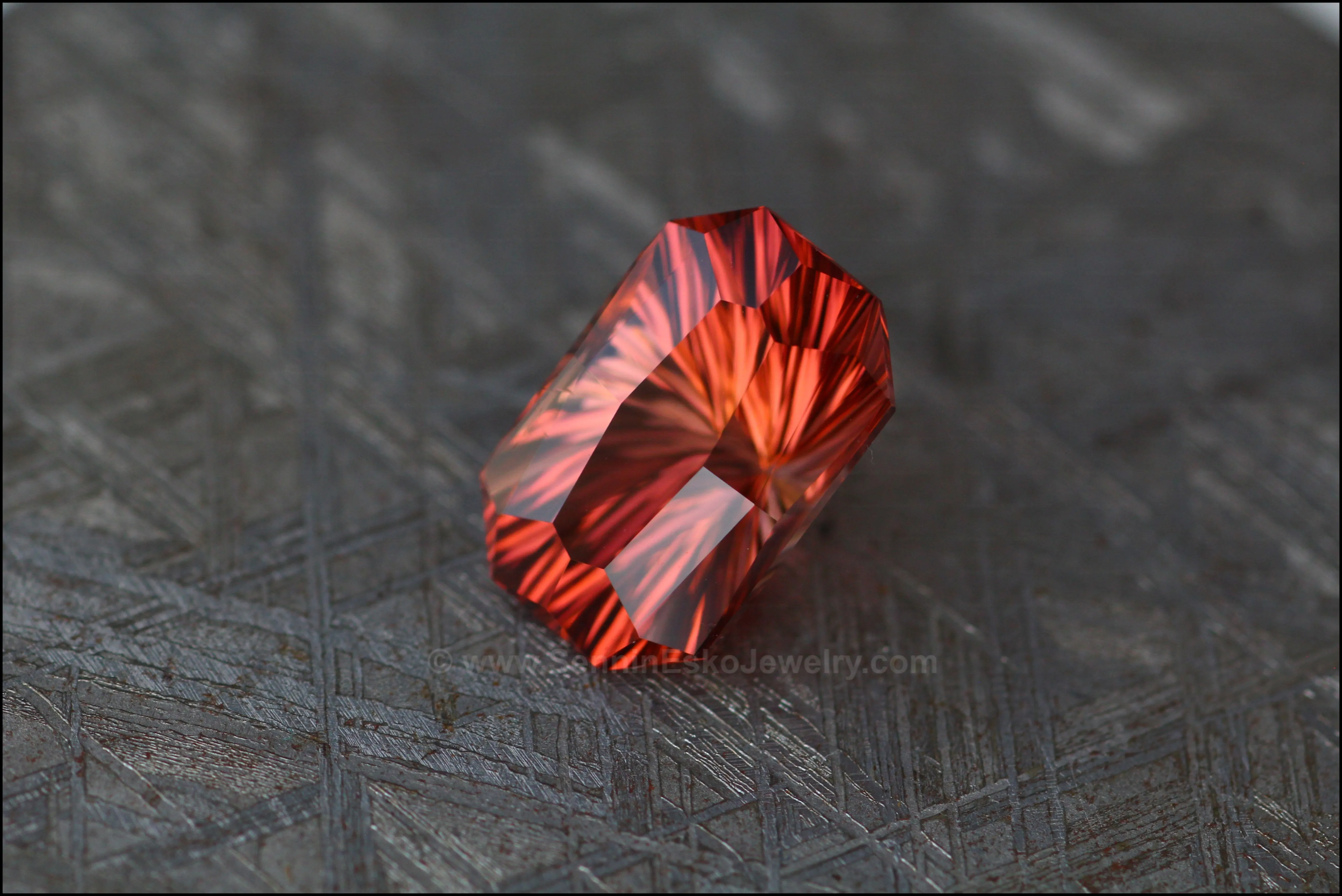 6.3ct Fiery Orange/Red/Yellow Tourmaline Octagon- Fantasy Cut - 13.2x8.6mm