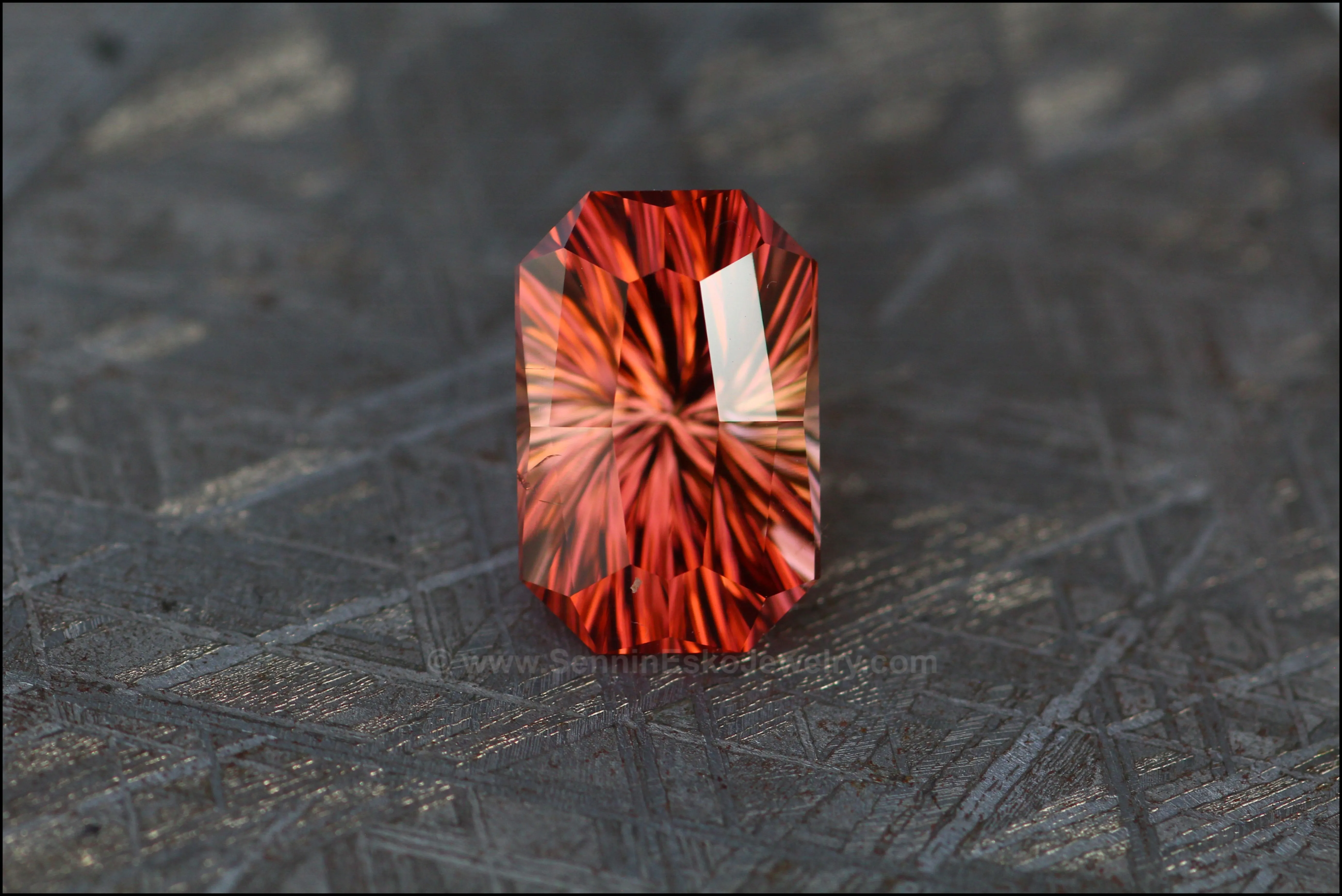 6.3ct Fiery Orange/Red/Yellow Tourmaline Octagon- Fantasy Cut - 13.2x8.6mm