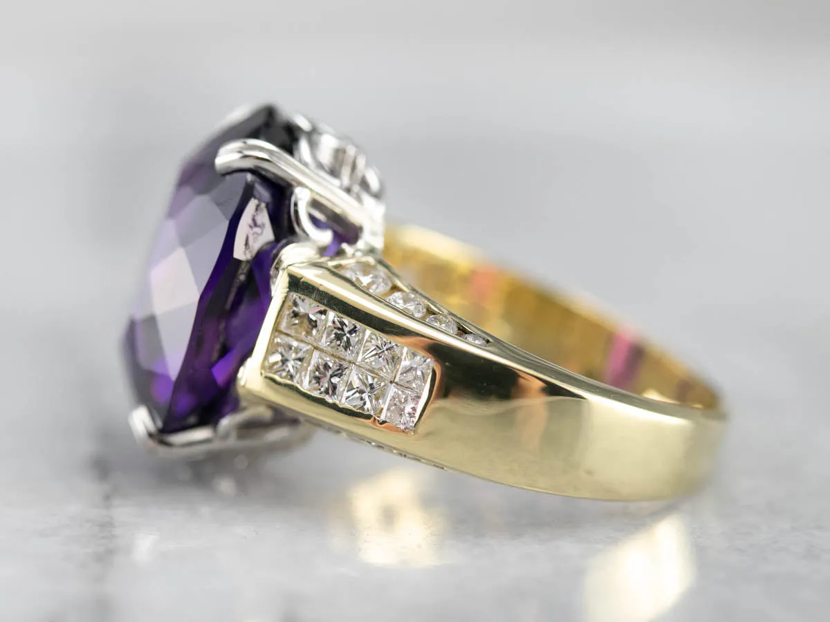 Amethyst and Diamond Cocktail Ring