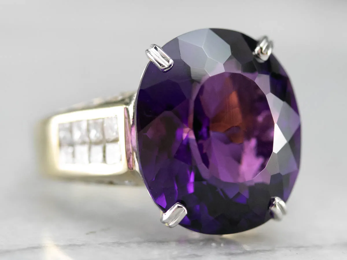 Amethyst and Diamond Cocktail Ring