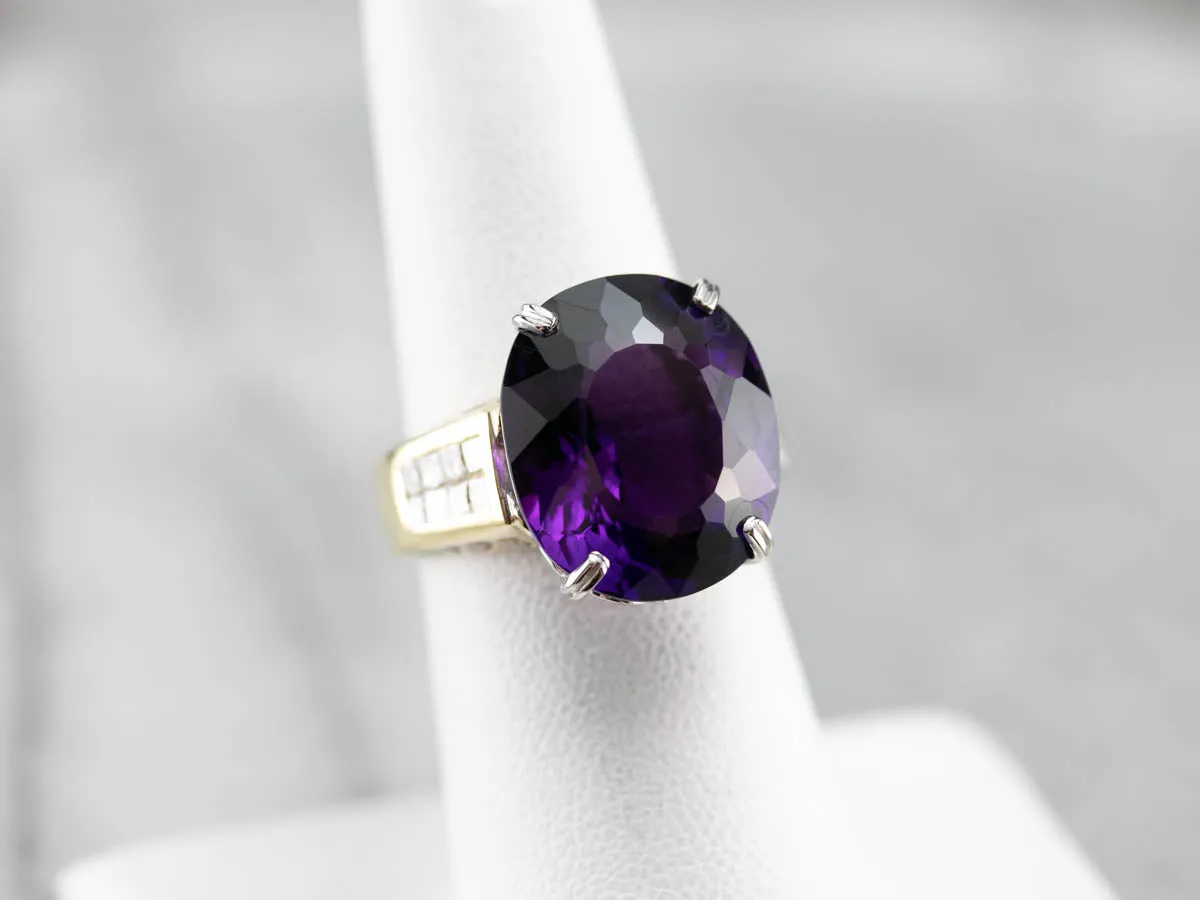 Amethyst and Diamond Cocktail Ring