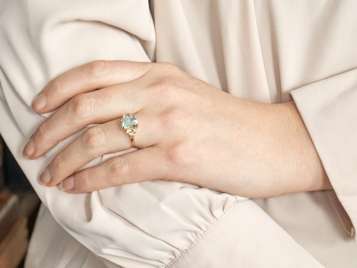 Aquamarine and White Sapphire Ring