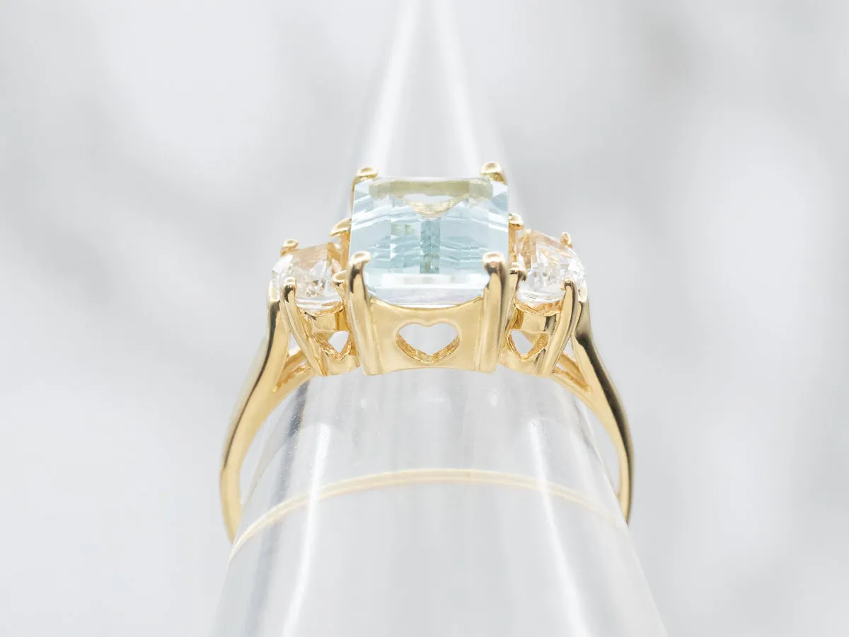 Aquamarine and White Sapphire Ring