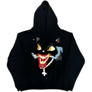 Black Gothic Print Design Hoodie