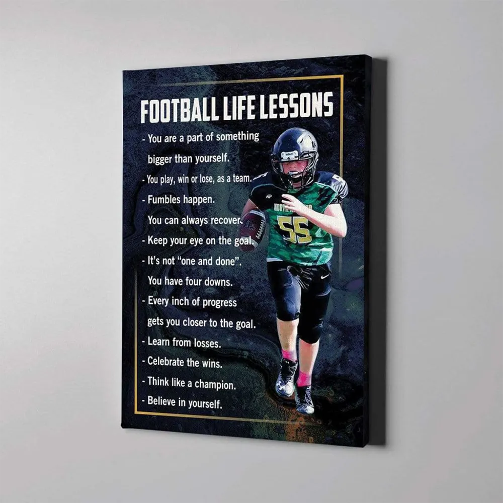 Custom Football Poster Canvas – Football Life Lessons With Photo