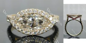 Doveggs marquise halo vintage moissanite engagement ring