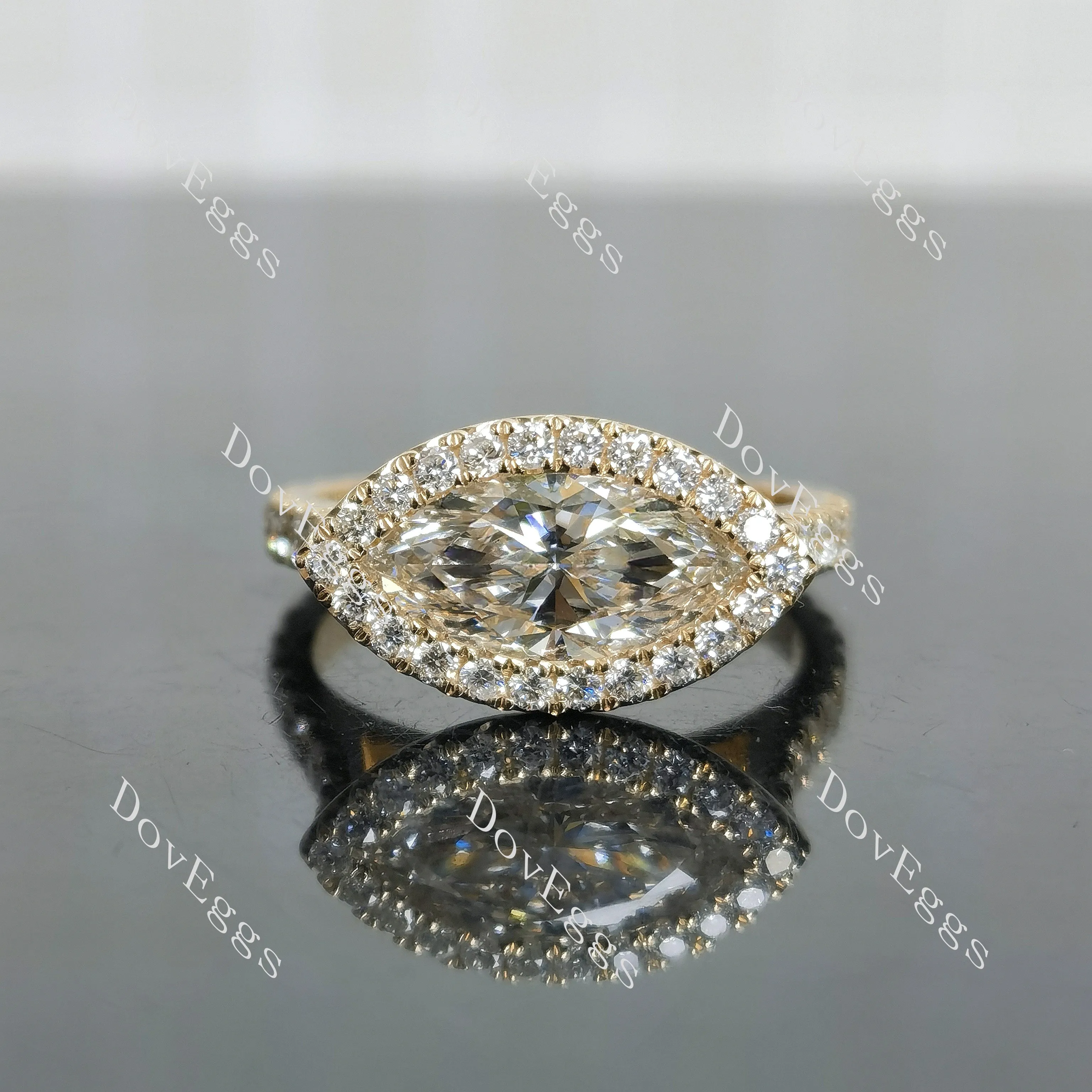 Doveggs marquise halo vintage moissanite engagement ring