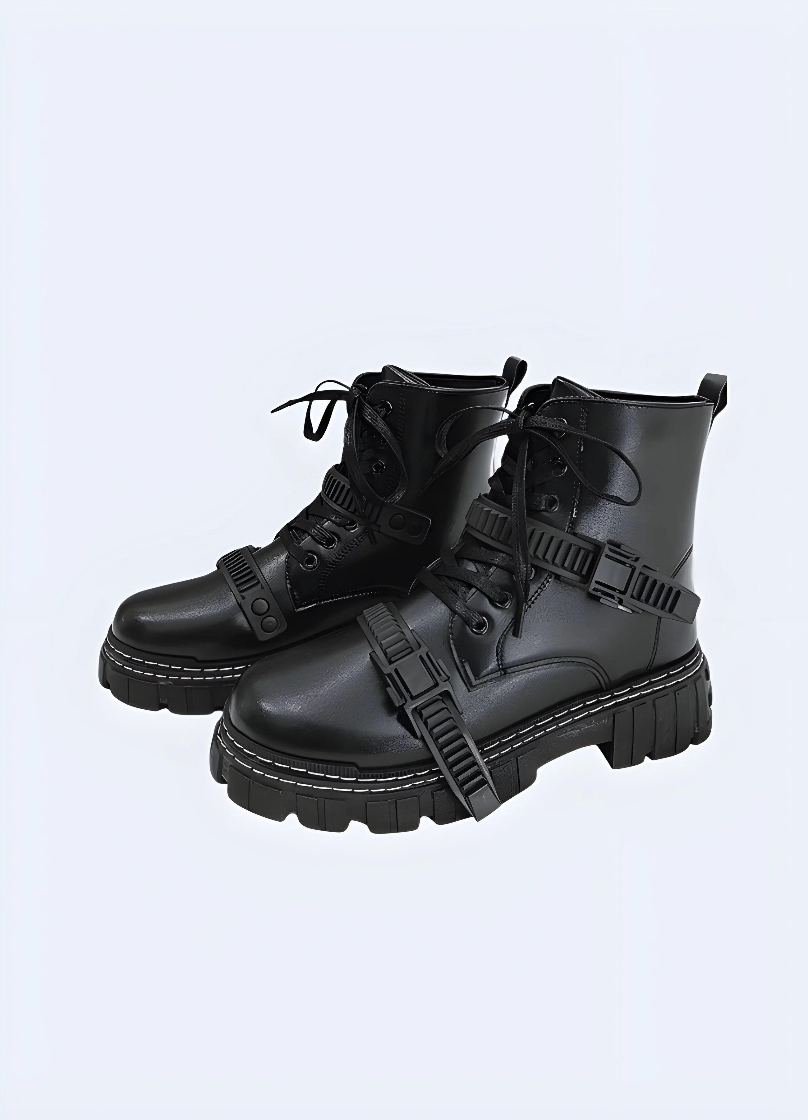 Goth Techwear Ankle Boots with fastener