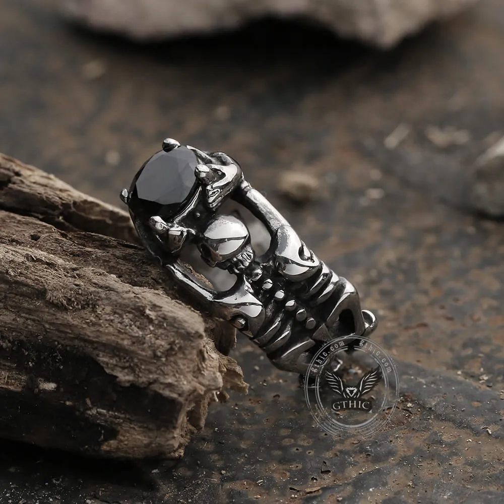 Gothic Tribute Gem Stainless Steel Skull Ring