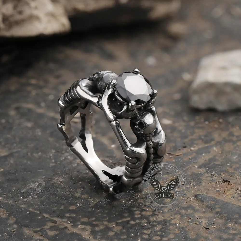 Gothic Tribute Gem Stainless Steel Skull Ring