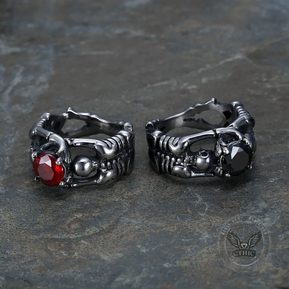 Gothic Tribute Gem Stainless Steel Skull Ring