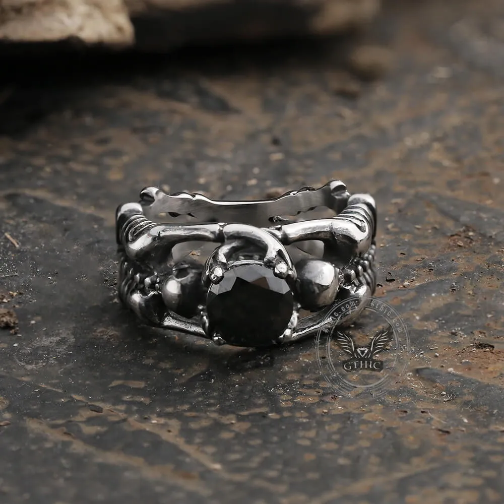 Gothic Tribute Gem Stainless Steel Skull Ring