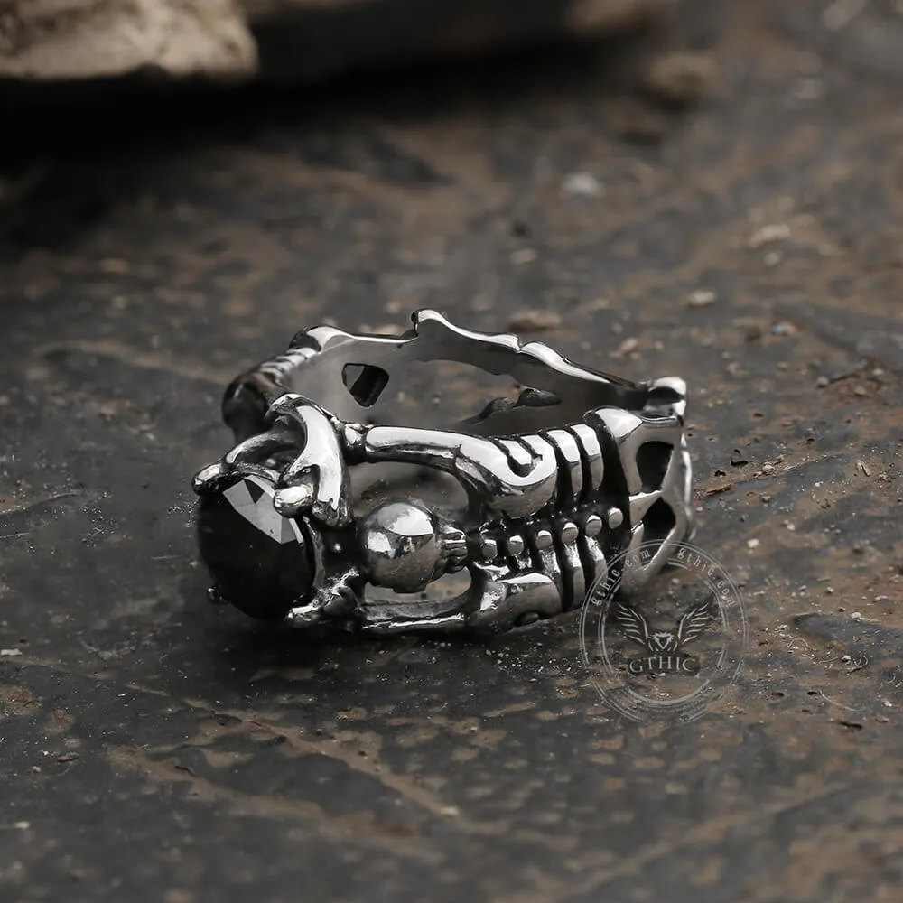 Gothic Tribute Gem Stainless Steel Skull Ring