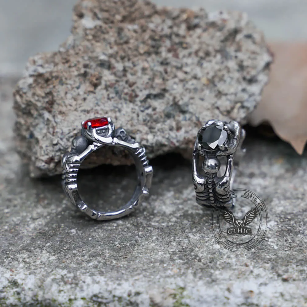 Gothic Tribute Gem Stainless Steel Skull Ring