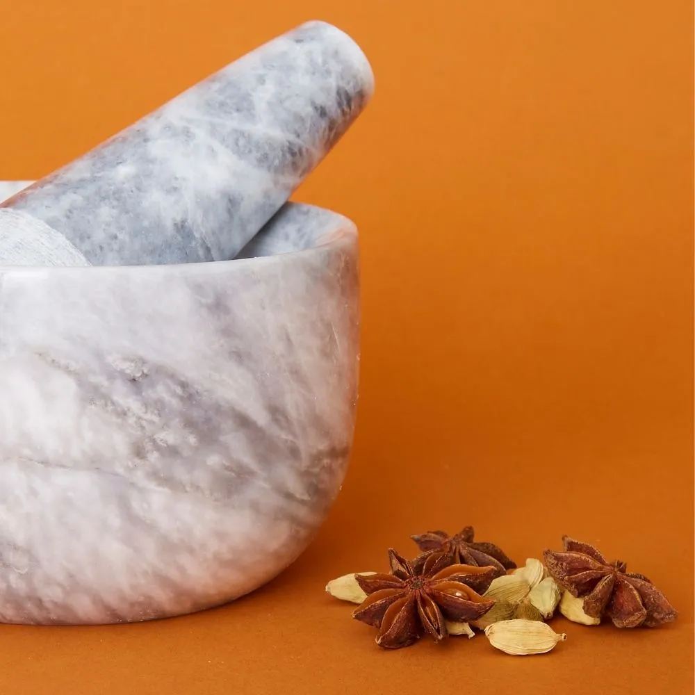 Gray Marble Mortar Pestle