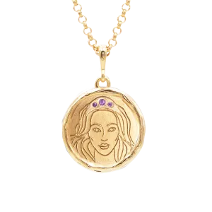 Hecate Goddess of Magic Triple Amethyst Medallion Necklace