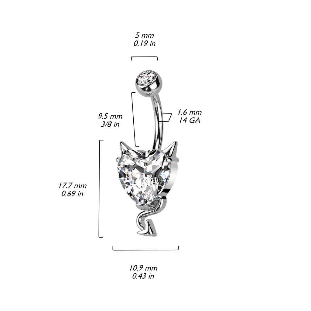 Horny Little Devils Love Heart Belly Ring with Gold Plating