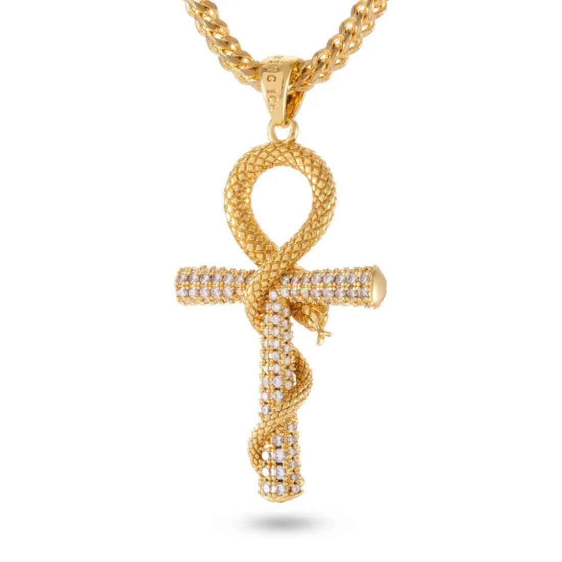 Iced-Out Apep and Ankh Key Necklace