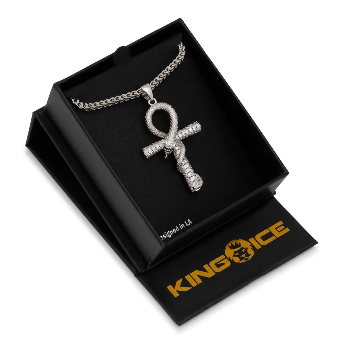 Iced-Out Apep and Ankh Key Necklace