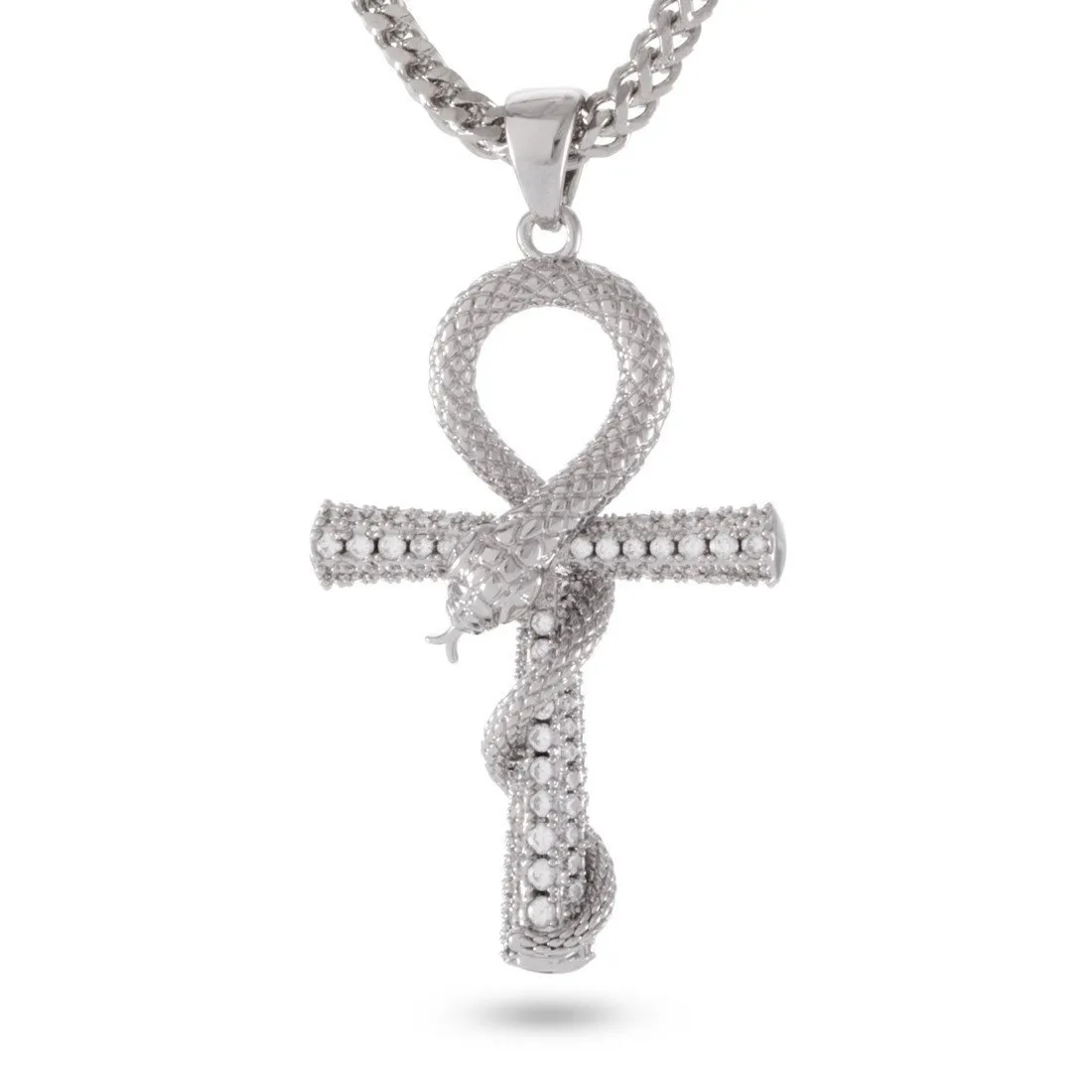 Iced-Out Apep and Ankh Key Necklace