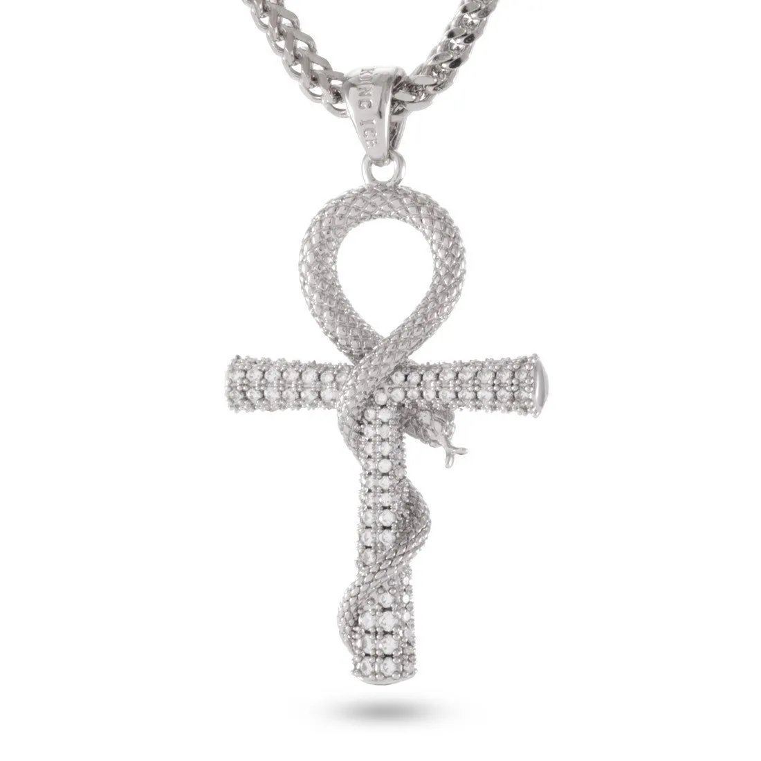 Iced-Out Apep and Ankh Key Necklace