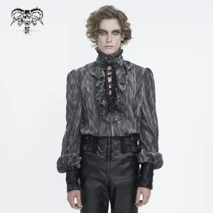 Men's Gothic Ruffled Stand Collar Lace-up Shirt