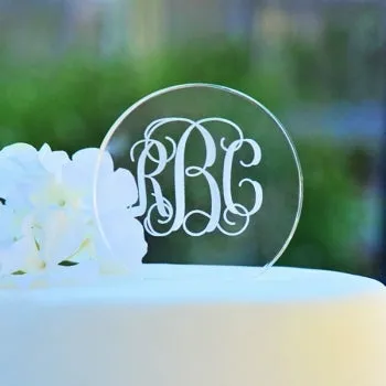 Monogram Acrylic Circle Cake Topper