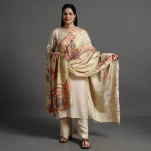 Multicolor - Banana Silk Marble Printed Dupatta with Tassels 14