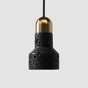 Outlet Qie pendant - Marble or lavastone - Lava stone with brass fitting