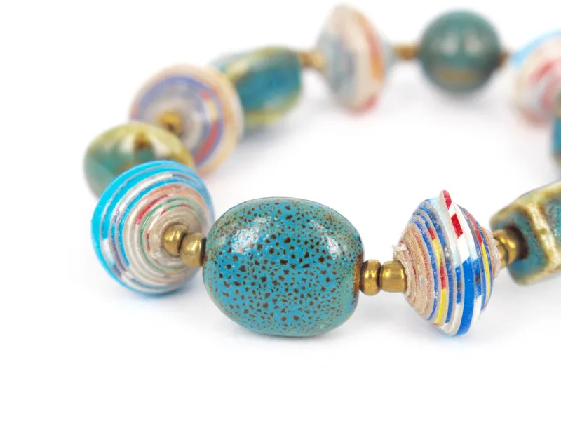 Paper Beads Bracelet | Blue