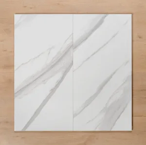 Perisher White Marble Gloss Rectified Ceramic Wall Tile 300x600mm