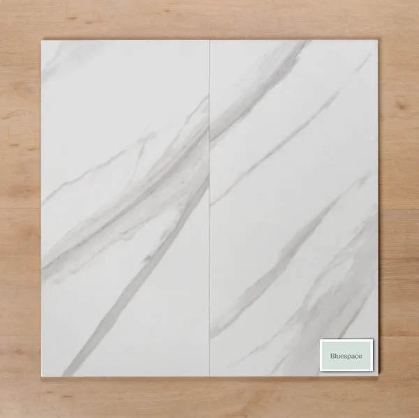 Perisher White Marble Gloss Rectified Ceramic Wall Tile 300x600mm