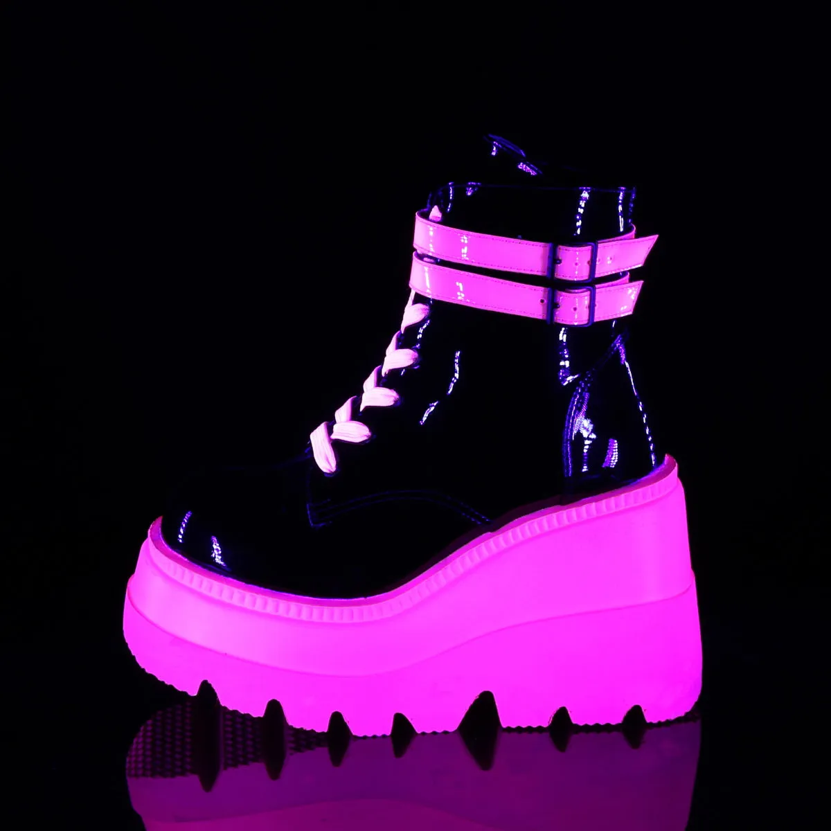 Shaker-52 Wedge Platform UV Neon Pink Boots