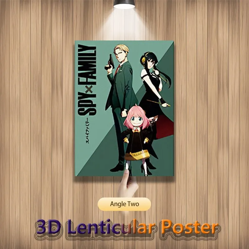 Spy X Family Anya Loid Forger Yor Forger Illusion Flip Image, Hologram Motion Lenticular Anime Poster (40x30 Cms)