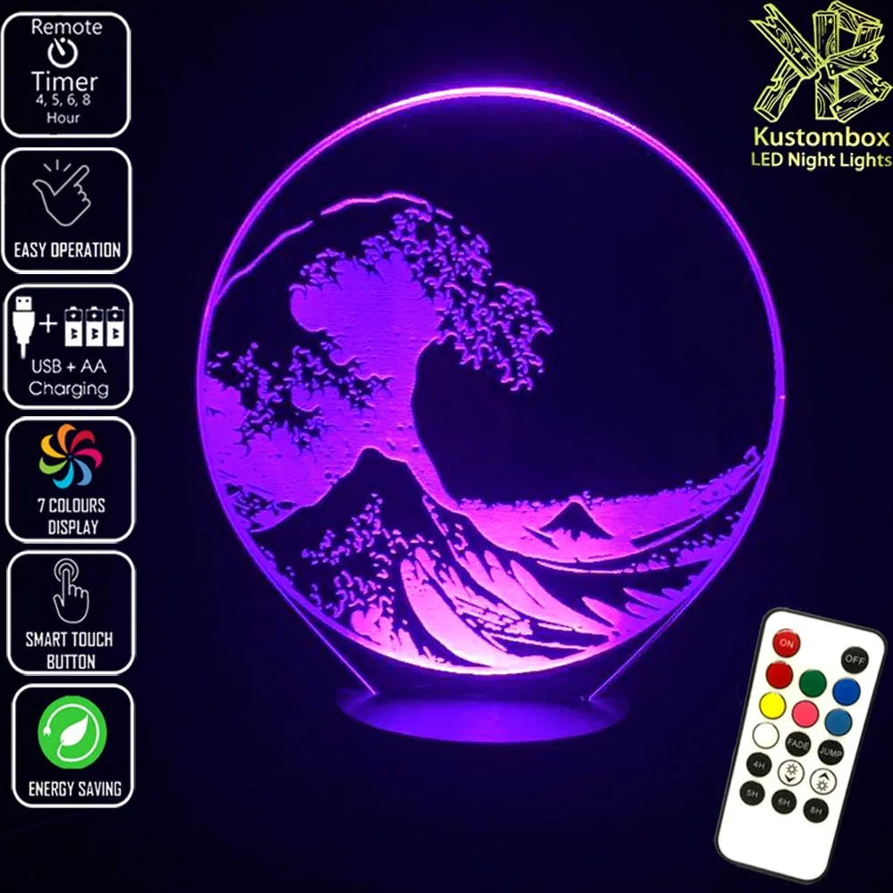 The Great Wave off Kanagawa 3D LED Night Light Lamp