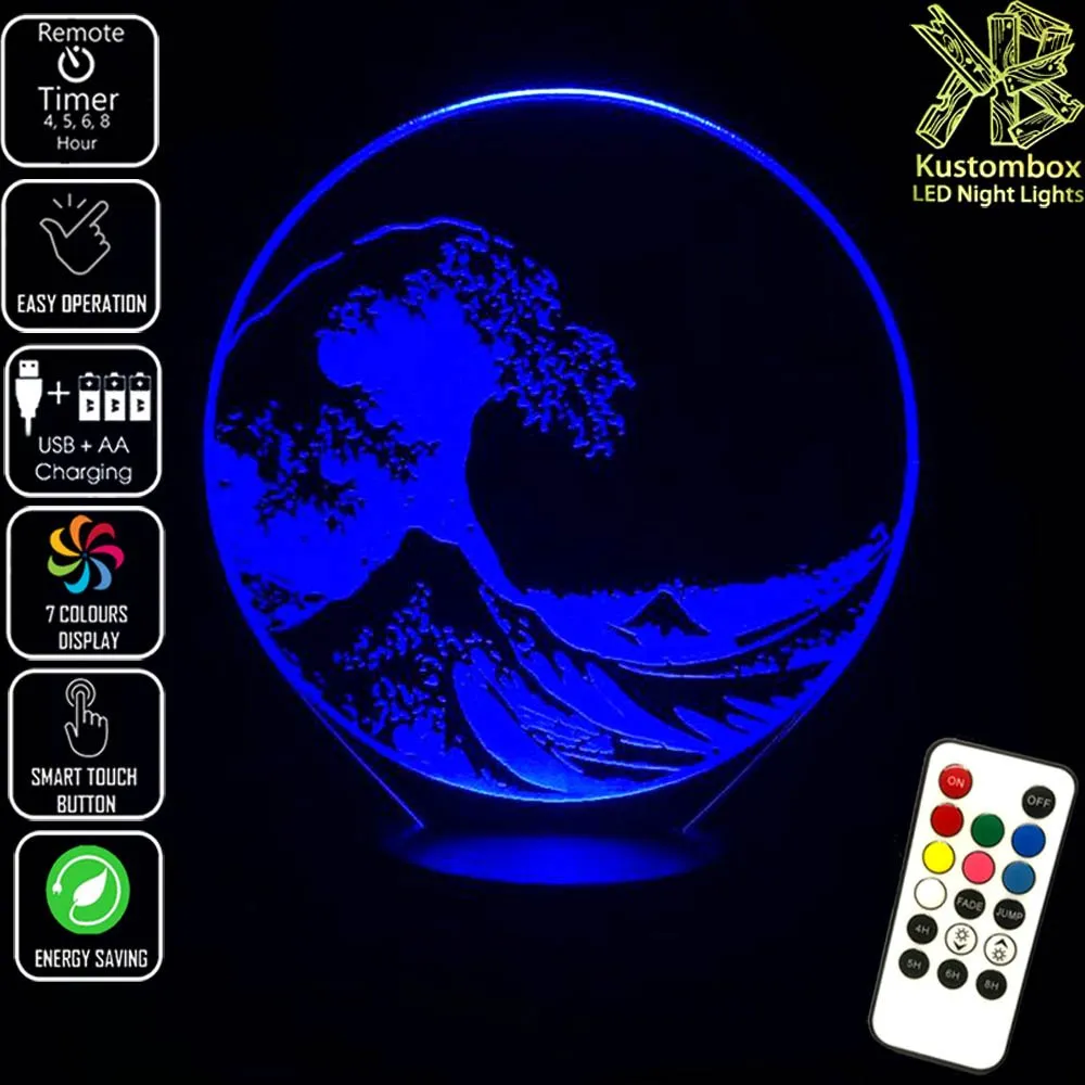 The Great Wave off Kanagawa 3D LED Night Light Lamp