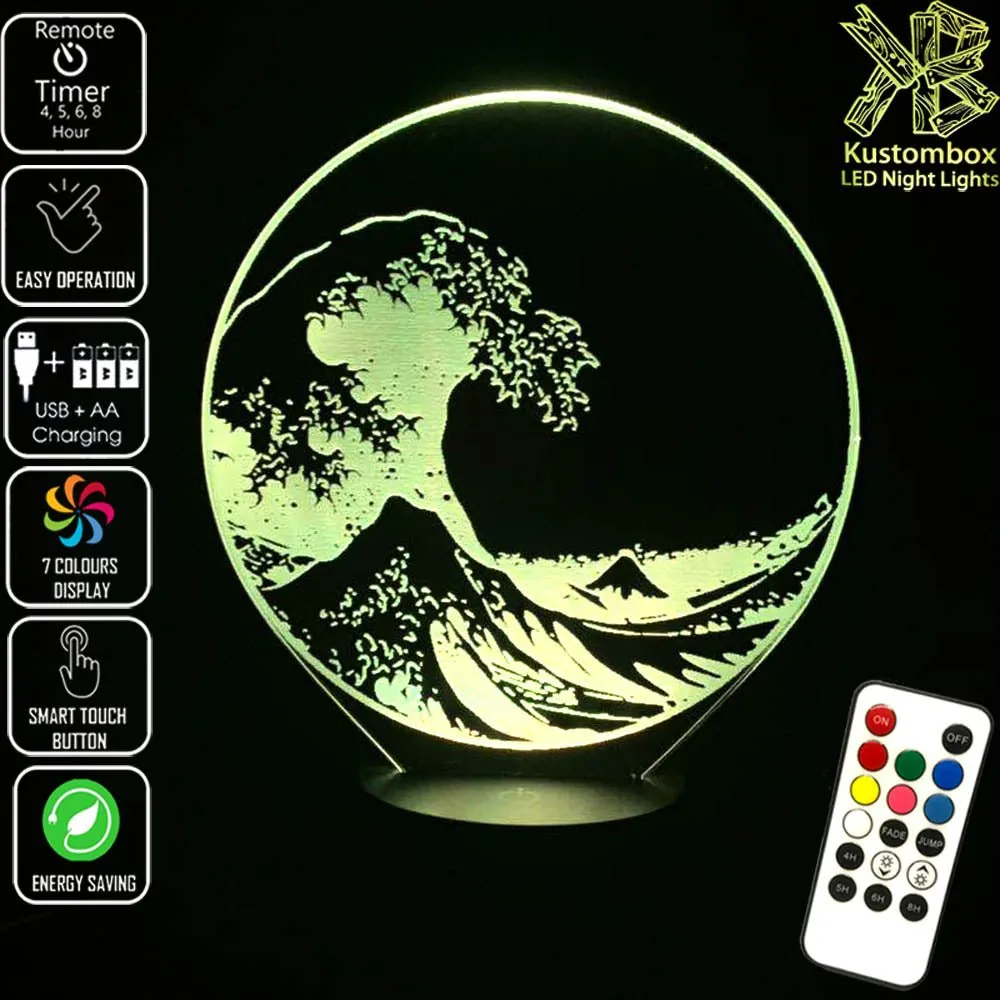 The Great Wave off Kanagawa 3D LED Night Light Lamp