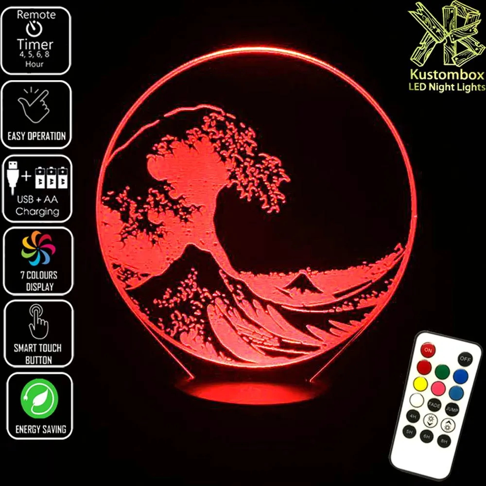 The Great Wave off Kanagawa 3D LED Night Light Lamp