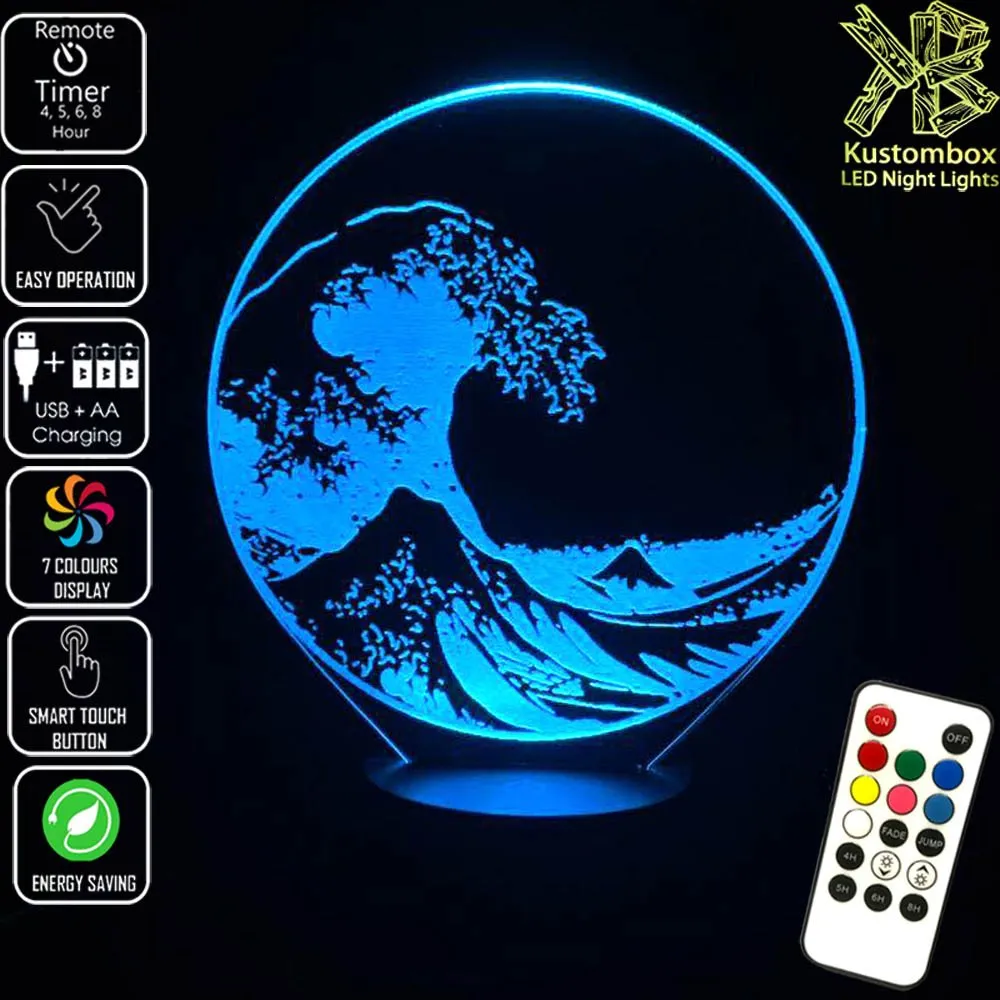 The Great Wave off Kanagawa 3D LED Night Light Lamp