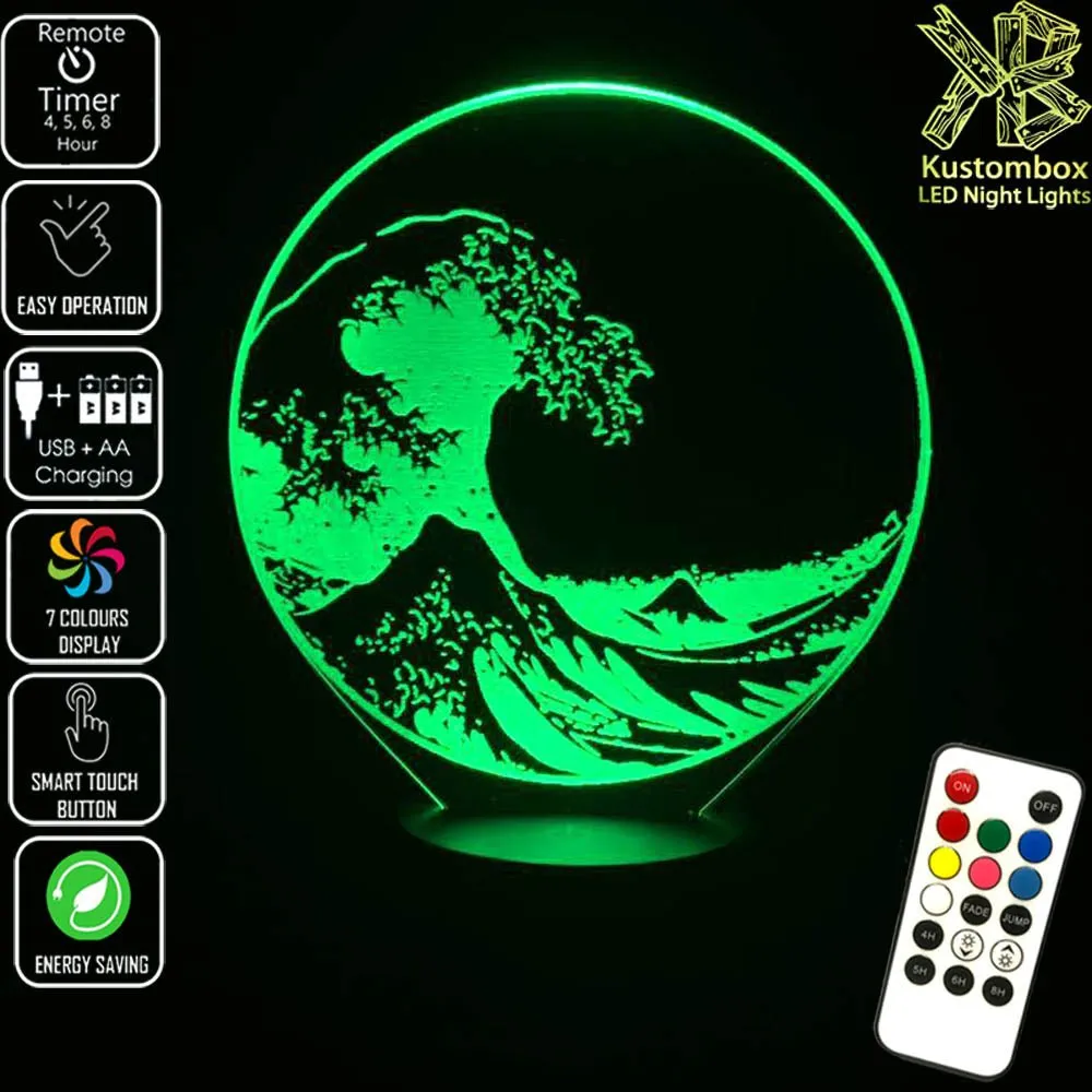 The Great Wave off Kanagawa 3D LED Night Light Lamp